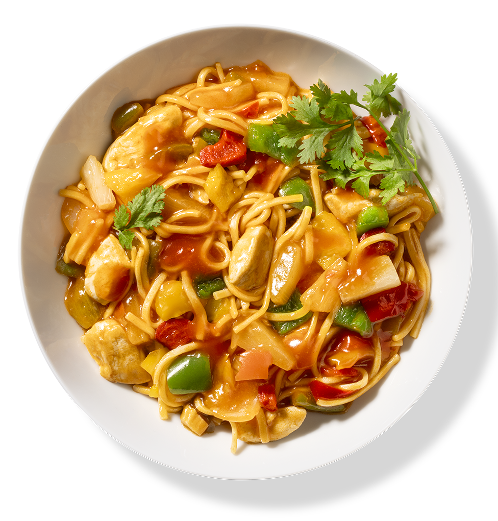 Chicken sweet-sour / Hähnchen in süss-saurer Sauce mit Mie-Nudeln, Ananas &amp; Gemüse 380 g
